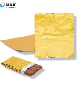 Custom 20X20 Cm Gold Chocolate Candy Wrappers Aluminium Foil Paper Wrapping Sheets for Treats, Wrapping Chocolate Bars